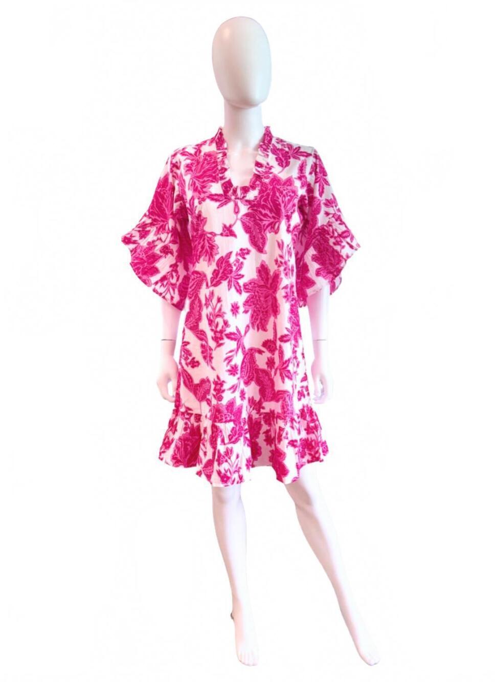 NEW FITZROY & WILLA women's soleil mini dress in pink gordes